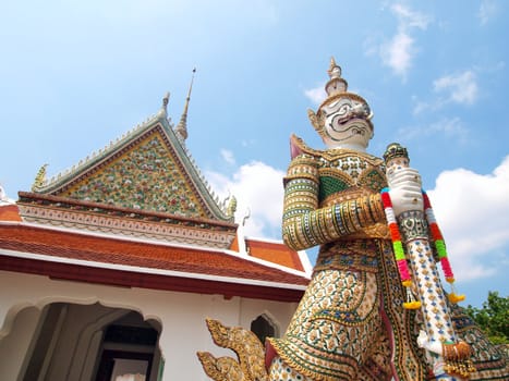 Demon Guardian at wat Arun in Bangkok Thailand