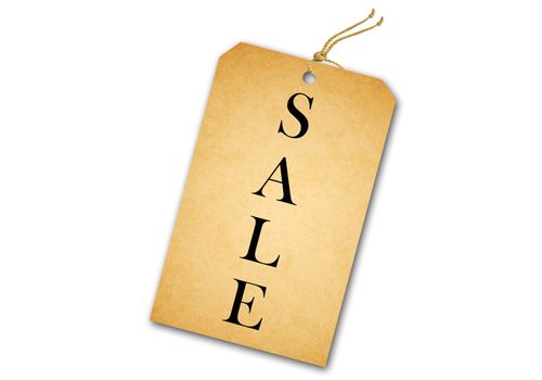 Blank tag tied with string. Price tag, gift tag, sale tag, address label