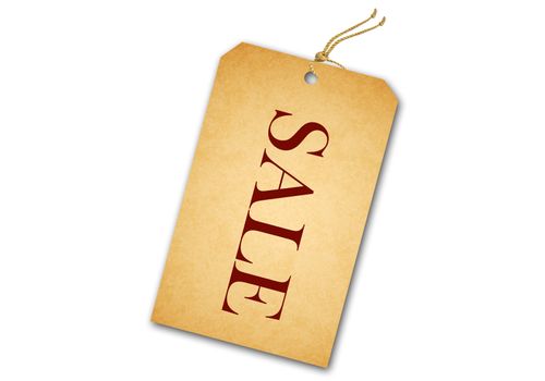 Blank tag tied with string. Price tag, gift tag, sale tag, address label