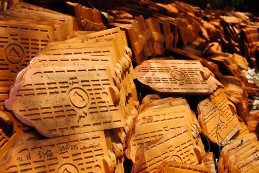 Pattern of the tile roof, which prepared for the Thai church bei