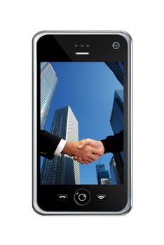 Realistic mobile phone with blank screen isolated
