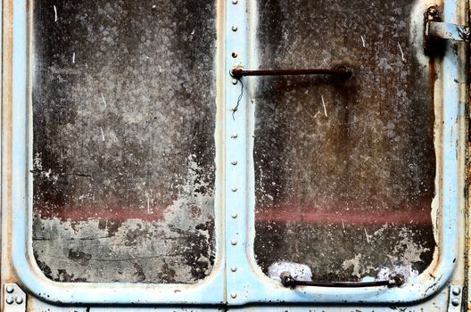 Old grunge wall on train with rust and scratch background