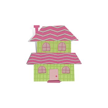 Cartoon house from recycle paper on white background