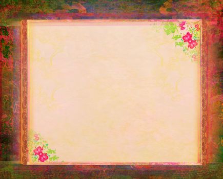 Grunge Frame For Congratulation With Flower - retro card