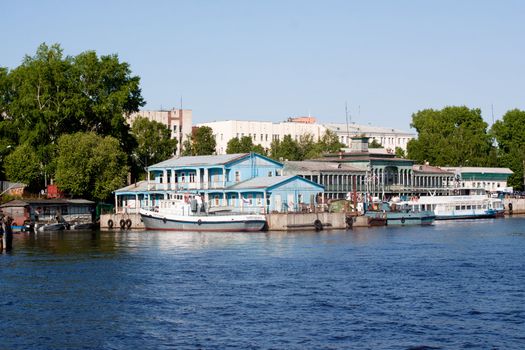 A river and and a city
