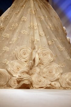 ZAGREB, CROATIA - FEBRUARY 19: Fashion model walks the runway in wedding dress on 'Wedding days' show, February 19, 2012 in Zagreb, Croatia.