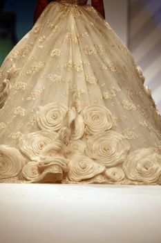 ZAGREB, CROATIA - FEBRUARY 19: Fashion model walks the runway in wedding dress on 'Wedding days' show, February 19, 2012 in Zagreb, Croatia.