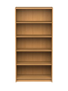 3D rendered empty bookshelf - isolated.