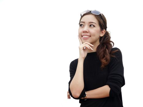 Portrait of a pretty asian woman isolate on white background