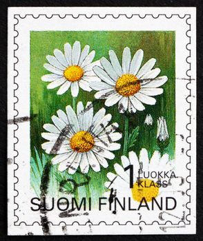 FINLAND - CIRCA 1995: a stamp printed in the Finland shows Daisy, Bellis Perennis, Flower, circa 1995