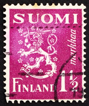 FINLAND - CIRCA 1930: a stamp printed in the Finland shows Crowned Lion Rampant, Arms of the Republic of Finland, circa 1930