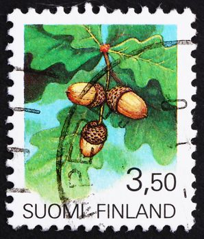 FINLAND - CIRCA 1990: a stamp printed in the Finland shows Acorns, the Fruit of the Oak Tree, circa 1990