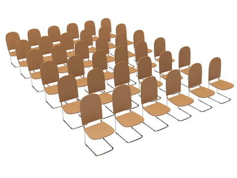 Many  same of chairs stand in rows