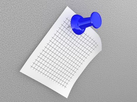 A big pushpin pinned the sheet of paper