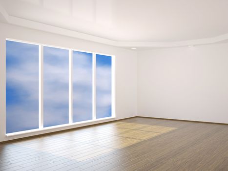 Interior of a room with big window