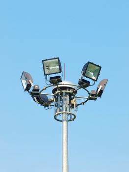 light pole on blue sky background