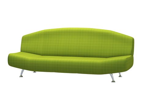 The green sofa on a white background