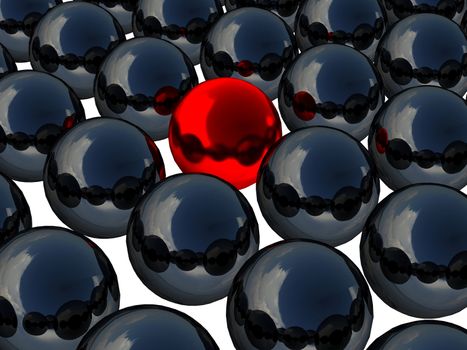 Among several black balls one red ball