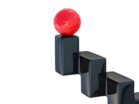 Red shiny ball on a black pedestal