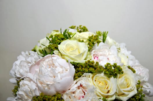 Bouquet white roses and pion