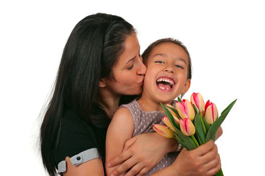 Beautiful girl and her mother celebrating mothers day 