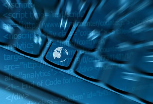 Internet Concept - Detail of Key With Globe Symbol on Keyboard