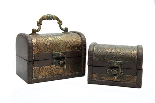 two pirate chests on a white background