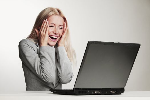 business woman working on laptop
