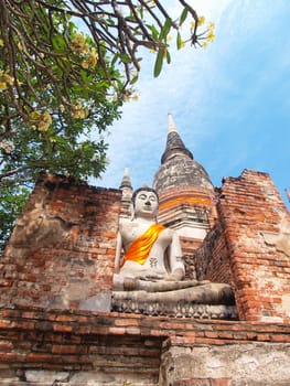 Buddha statue in Wat Yai Chai Mongkol- Ayuttaya of Thailand