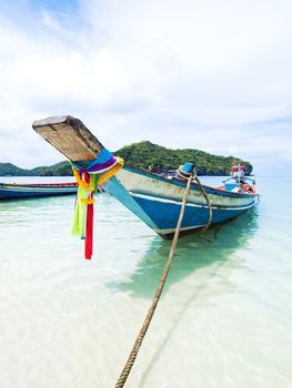 long tail boat sit on the beach, Samui island, Thailand