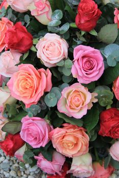 Mixed rose bouquet in different shades of pink and orange