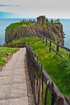 famous remotely set Dunnottar castle in Scotland