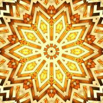 Shiny golden kaleidoscope star. High resolution 3D image