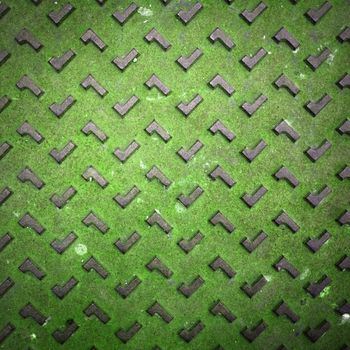 Texture of Green Grunge Rusty Steel Floor Plate for Background