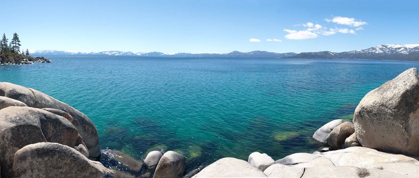 Panoramic view of Lake Tahoe in Californis