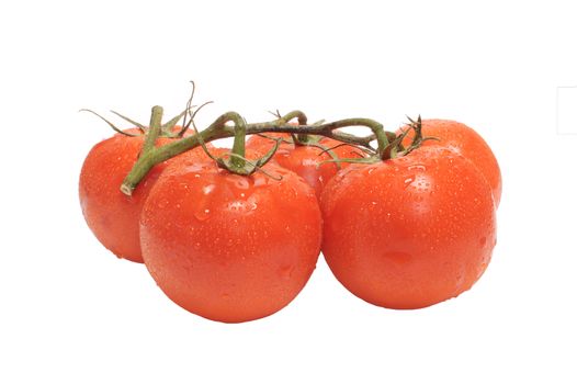 bunch of fresh tomatoes isolated on white