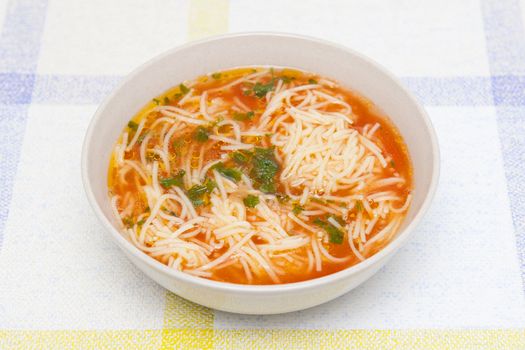 Tomato soup with noodles