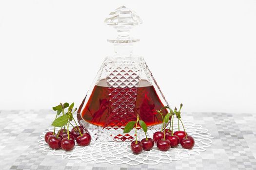 Cherry alcohol in the crystal carafe