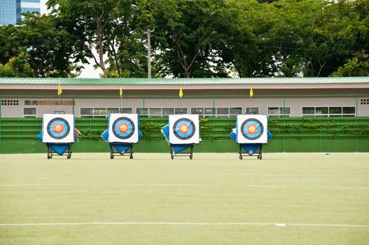 Archery shooting target in the field stadium