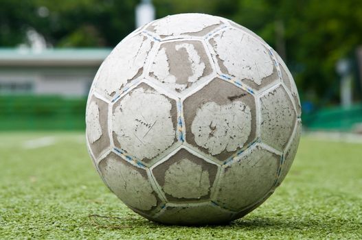 old football or soccer ball on the grass