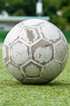 old football or soccer ball on the grass