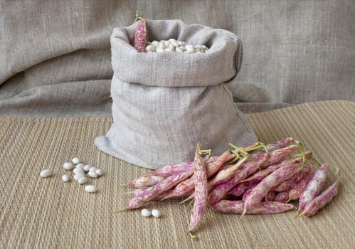 Beans in  the sack and red pods