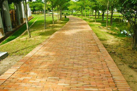 Stock Photo - work way paved roads in the park
