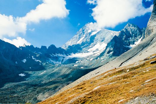 Snowy mountain of Grossglockner in National Park Hohe Tauern, European Alps, is the highest peak of Austria, Europe