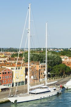 An image of a nice sailing boat atl Venice in Italy