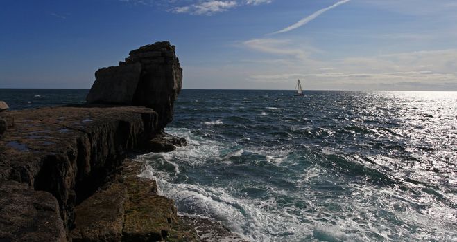 Pulpit Rock famous landmark in portland dorset england