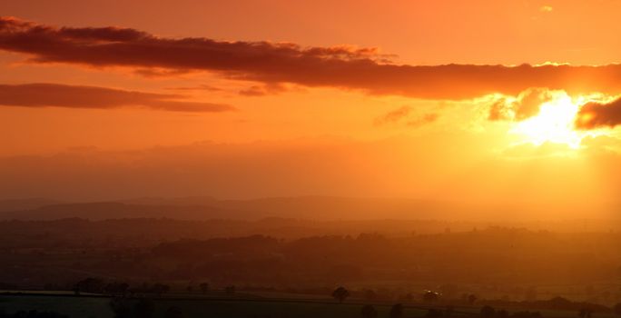 Honiton in Devon at golden sunset