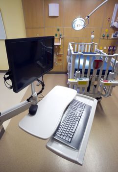 Computer Work Station and medical equipment in Childrens Hospital Medical Recovery Room