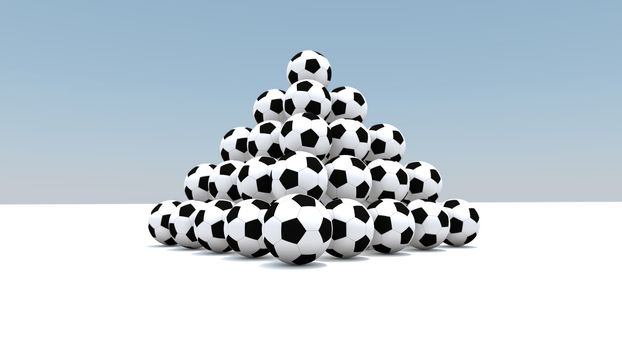 Balls as a pyramid, on a white field