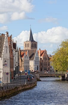 Classical view of the medieval city , Bruges, Belgium, 29.09.2012. Bruges